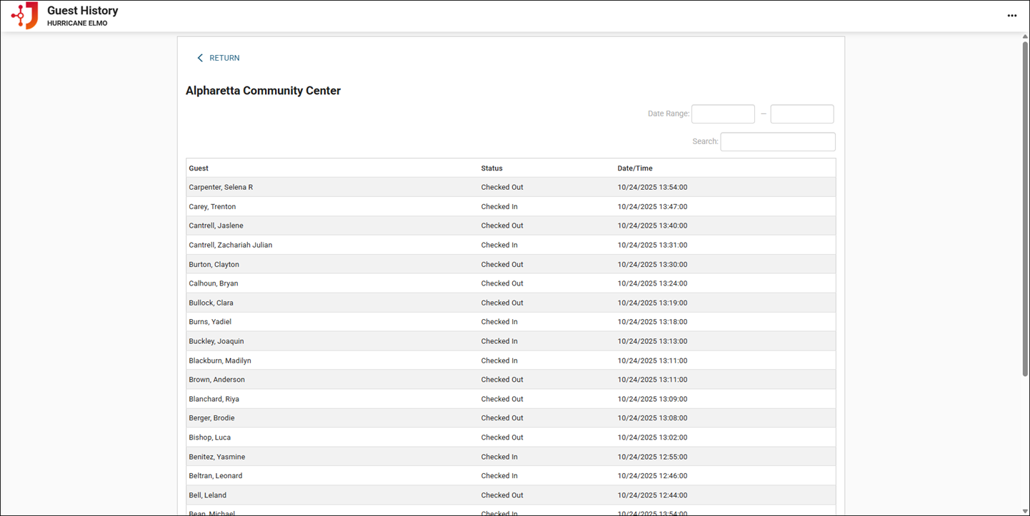 Click image to enlarge Shelter Guest History